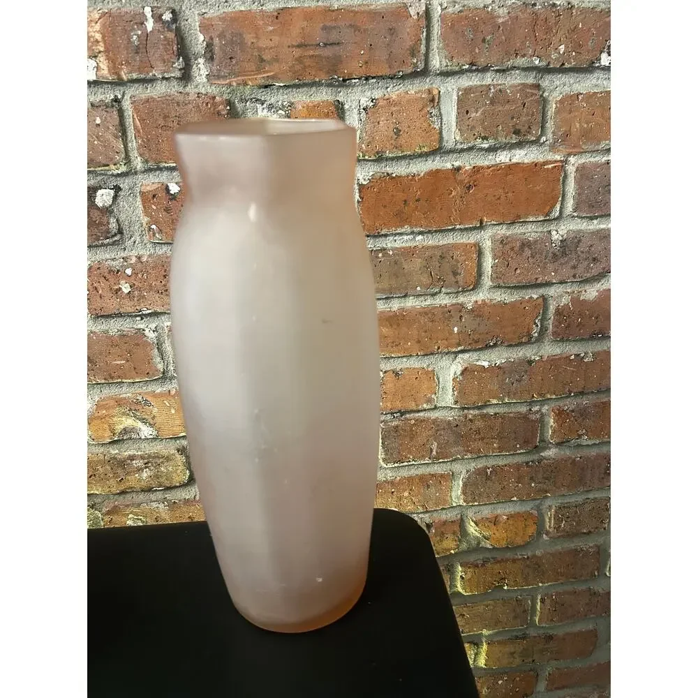 Vintage Pink Tall Art Nouveau Deco Enameled Glass Legras Vase Fleur de Marie
